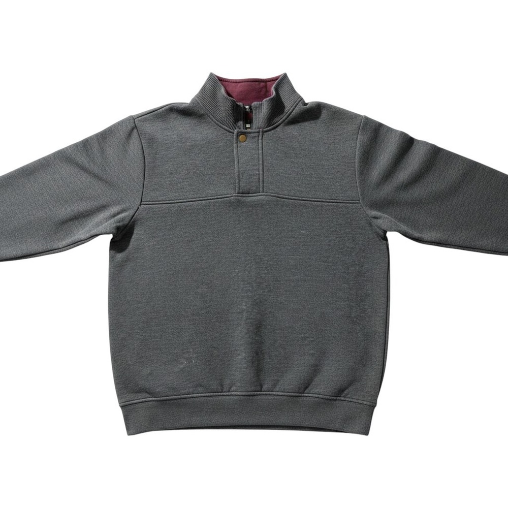 Orvis Mens Quarter Zip Pullover Sweatshirt Charcoal Grey Fleece Lined Large